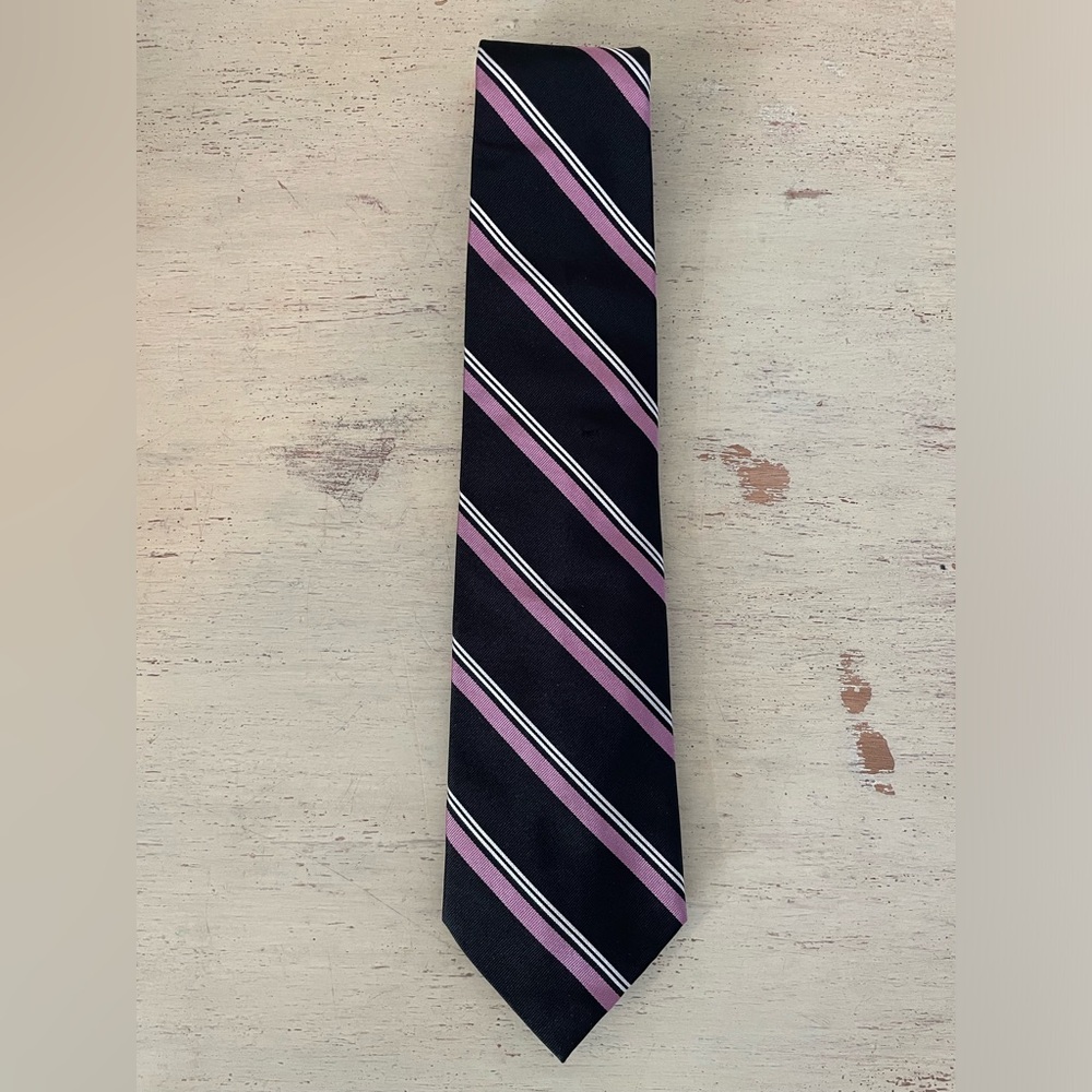 Polo Ralph Lauren Hand Made in Italy Vintage Multicolor Stripe Silk Tie in Black